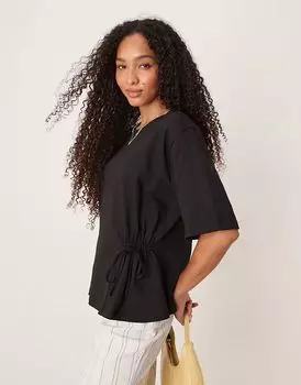 Футболка свободного кроя ASOS DESIGN черного цвета с завязкой