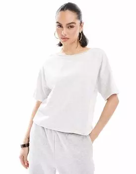 Футболка свободного кроя ASOS DESIGN из серо-ледяного меланжевого цвета с необработанными краями из французского трикотажа