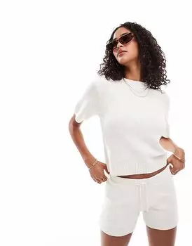 Футболка свободного кроя ASOS DESIGN из трикотажного полотна букле цвета экрю