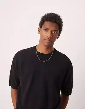Футболка свободного кроя ASOS DESIGN из трикотажной ткани пике черного цвета