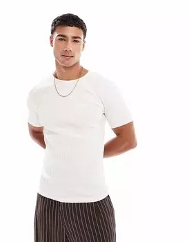 Футболка свободного кроя ASOS DESIGN кремового цвета