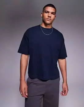 Футболка свободного кроя ASOS DESIGN плотная, свободного кроя, темно-синего цвета - NAVY - NAVY