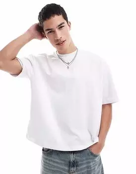 Футболка свободного кроя ASOS DESIGN премиум-класса, свободного кроя, белого цвета, из плотной ткани плотностью 300 г/м