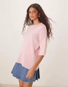 Футболка свободного кроя ASOS DESIGN розового цвета из плотной трикотажной ткани