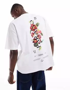 Футболка свободного кроя ASOS DESIGN с цветочным принтом белого цвета