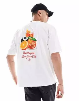 Футболка свободного кроя ASOS DESIGN с изображением фруктов белого цвета