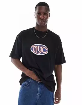 Футболка свободного кроя ASOS DESIGN с изображением города черного цвета