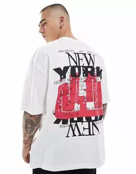 Футболка свободного кроя ASOS DESIGN с изображением города белого цвета