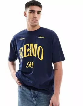 Футболка свободного кроя ASOS DESIGN с изображением города в темно-синем цвете