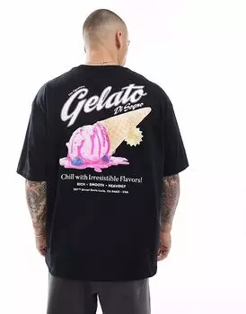 Футболка свободного кроя ASOS DESIGN с летней графикой черного цвета