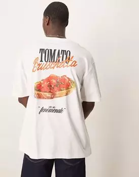 Футболка свободного кроя ASOS DESIGN с мультяшным принтом белого цвета