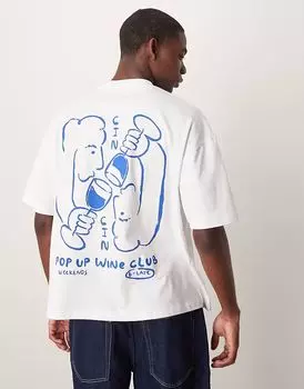 Футболка свободного кроя ASOS DESIGN с мультяшным принтом белого цвета