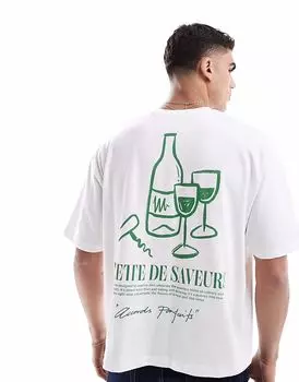 Футболка свободного кроя ASOS DESIGN с мультяшным принтом белого цвета