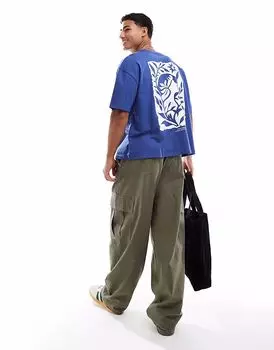 Футболка свободного кроя ASOS DESIGN с небесным принтом синего цвета