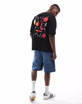 Футболка свободного кроя ASOS DESIGN с принтом чили черного цвета