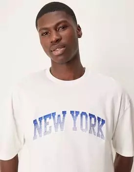 Футболка свободного кроя ASOS DESIGN с вышивкой New York белого цвета