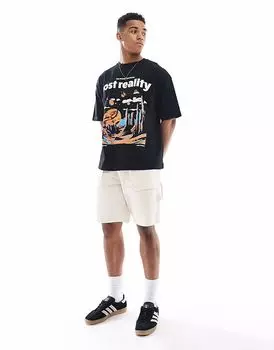 Футболка свободного кроя ASOS DESIGN с живописным рисунком черного цвета