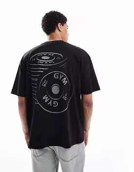 Футболка свободного кроя ASOS DESIGN со спортивной графикой черного цвета
