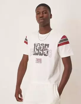 Футболка свободного кроя ASOS DESIGN со вставками и спортивной графикой белого цвета