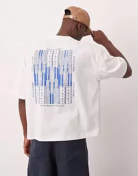 Футболка свободного кроя ASOS DESIGN свободного кроя с принтом белого цвета