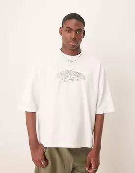 Футболка свободного кроя ASOS DESIGN свободного кроя с принтом белого цвета