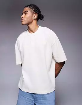 Футболка свободного кроя ASOS DESIGN вафельного кроя свободного покроя кремового цвета