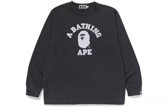 Футболка свободного кроя BAPE Overdye College с длинным рукавом A Bathing Ape, синий