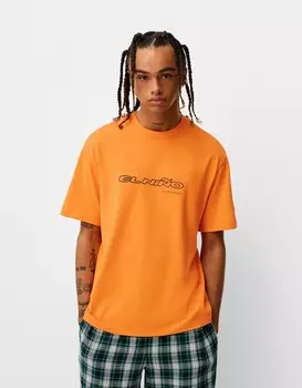Футболка свободного кроя Bershka, оранжевый