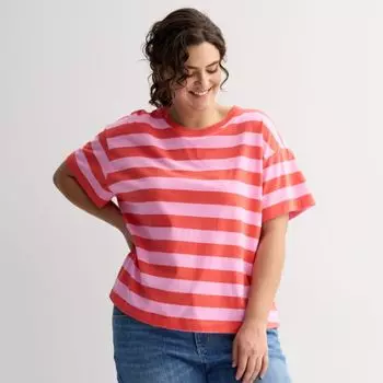 Футболка свободного кроя больших размеров Sonoma Goods For Life, цвет pink red stripe