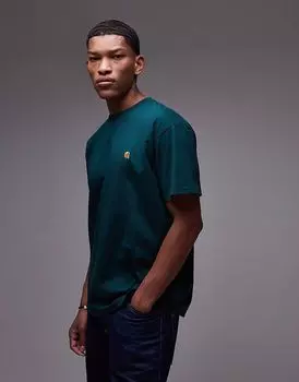 Футболка свободного кроя Carhartt WIP chase цвета лесной зелени