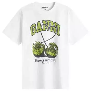 Футболка свободного кроя Cherry Ganni, белый