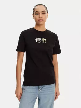 Футболка свободного кроя Color Varsity DW0DW21337 Tommy Jeans, черный
