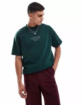 Футболка свободного кроя Cotton On с принтом West Avenue зеленого цвета Cotton:On