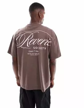 Футболка свободного кроя Cotton On с рисунком на спине коричневого цвета Cotton:On