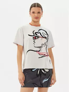 Футболка свободного кроя Desigual, экрю