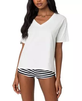 Футболка свободного кроя Edikted с V-образным вырезом, белый