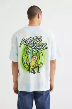 Футболка свободного кроя H&amp;M, голубой/рик и морти