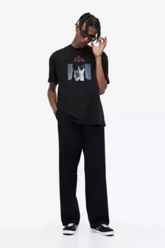 Футболка свободного кроя H&M, черный