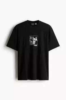 Футболка свободного кроя H&M, черный