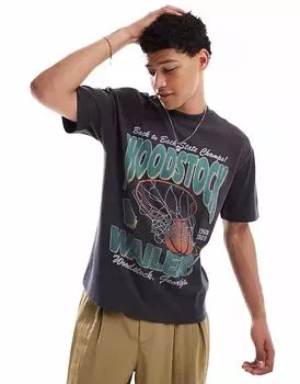 Футболка свободного кроя Hollister Cooling со спортивным мотивом черного цвета