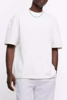 Футболка свободного кроя из 100% хлопка в студийном стиле River Island, белый