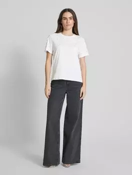 Футболка свободного кроя из чистого хлопка с декоративными жемчужинами s.Oliver RED LABEL, белый