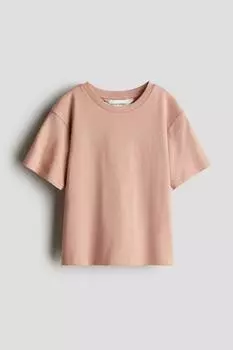 Футболка свободного кроя из хлопка пима H&M, розовый