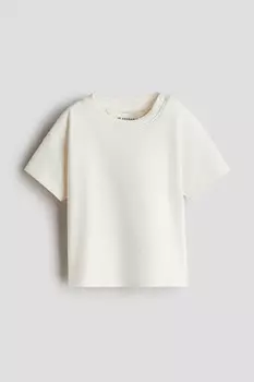 Футболка свободного кроя из хлопка пима H&M, белый