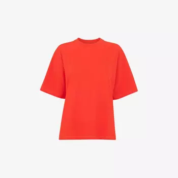 Футболка свободного кроя из хлопка с круглым вырезом и короткими рукавами Whistles, красный