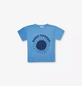 Футболка свободного кроя из хлопка с круглым логотипом для детей от 2 до 9 лет Bobo Choses, голубой