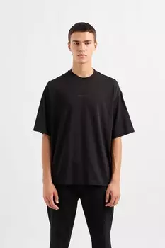 Футболка свободного кроя из хлопка с логотипом на спине Armani Exchange, черный