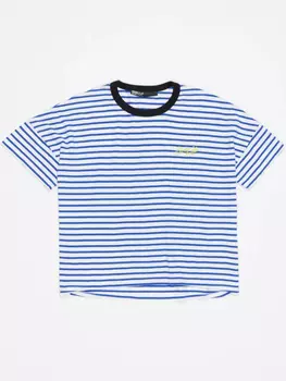 Футболка свободного кроя из хлопка в полоску Bimba y Lola, синий