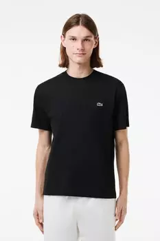 Футболка свободного кроя из хлопкового джерси Lacoste, черный