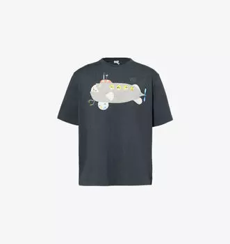 Футболка свободного кроя из хлопкового джерси Loewe x suna fujita с графической вышивкой Loewe, зеленый